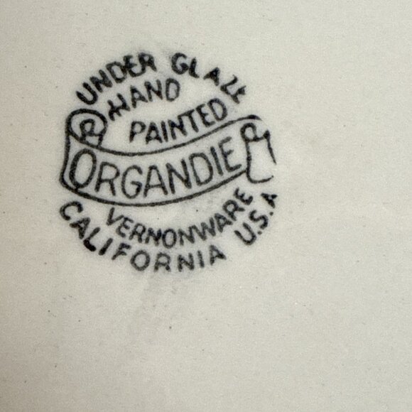 3 Vintage Metlox Vernon Ware Organdie Brown Yellow Plaid Salad Plates 6.2' - Picture 7 of 7